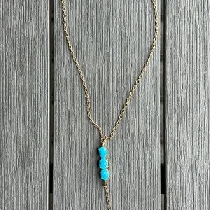 Bracha 3 Stone Turquoise Gold Filled Lariat Necklace NWT